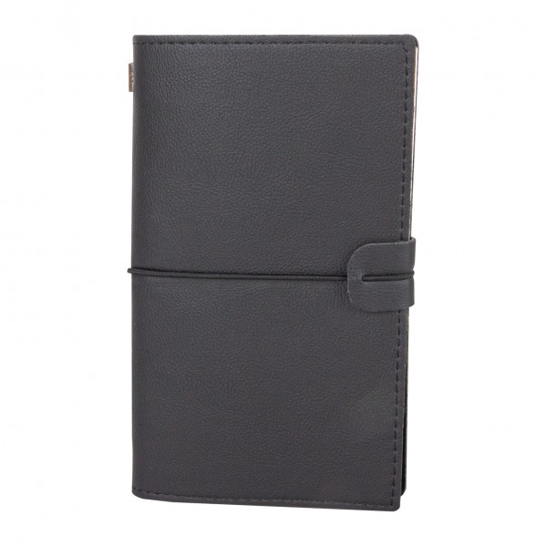 KUĞULU SİYAH TARİHSİZ DEFTER (11,5X20 CM)