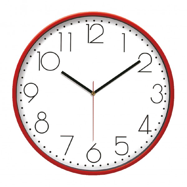 PAN164 KIRMIZI PLASTİK ÇERÇEVE DUVAR SAATİ (380 MM)