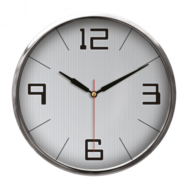 THOR707 GÜMÜŞ METAL ÇERÇEVE DUVAR SAATİ (320MM)