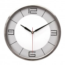 THOR707 GÜMÜŞ-GRİ METAL ÇERÇEVE DUVAR SAATİ (320MM)