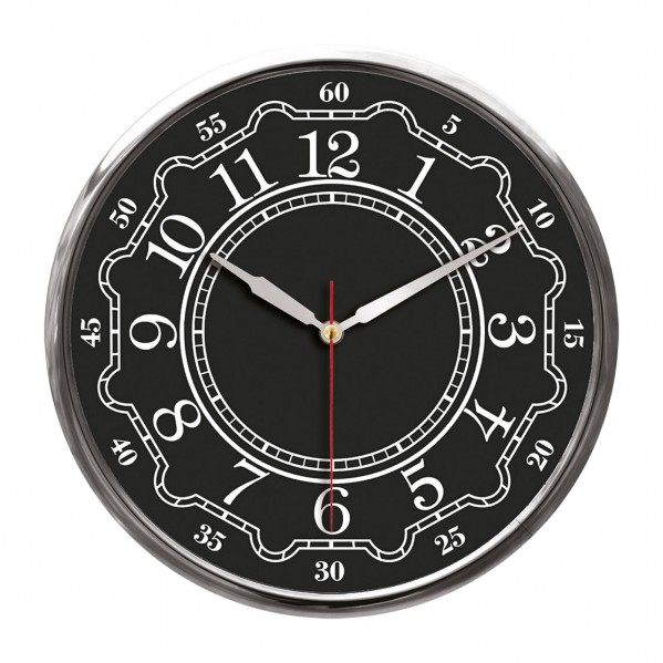 THOR707 SİYAH-GÜMÜŞ METAL ÇERÇEVE DUVAR SAATİ (320MM)