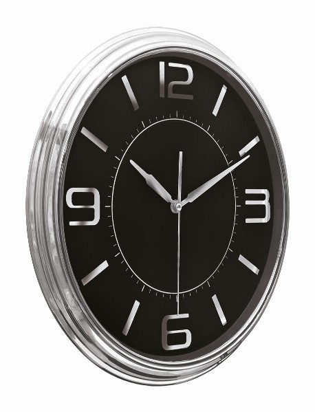 SEZAR401 SİYAH-GÜMÜŞ METALİZE ÇERÇEVE DUVAR SAATİ (380 MM)