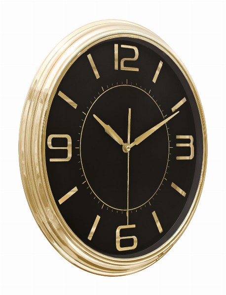 SEZAR401 SİYAH-ALTIN METALİZE ÇERÇEVE DUVAR SAATİ (380 MM)