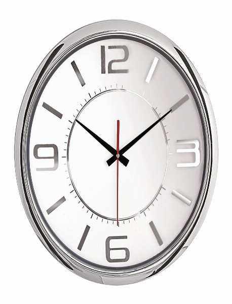 HELLEN404 BEYAZ-GÜMÜŞ METALİZE ÇERÇEVE DUVAR SAATİ (420MM)