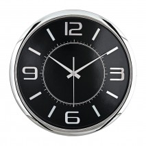 HELLEN404 SİYAH-GÜMÜŞ METALİZE ÇERÇEVE DUVAR SAATİ (420MM)