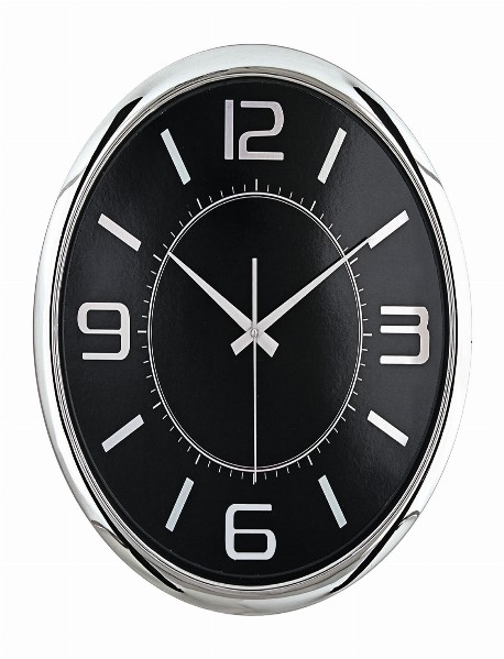 HELLEN404 SİYAH-GÜMÜŞ METALİZE ÇERÇEVE DUVAR SAATİ (420MM)