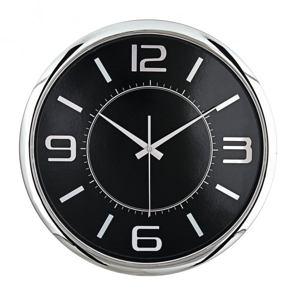 HELLEN404 SİYAH-GÜMÜŞ METALİZE ÇERÇEVE DUVAR SAATİ (420MM)
