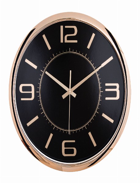 HELLEN404 SİYAH-BAKIR METALİZE ÇERÇEVE DUVAR SAATİ (420MM)