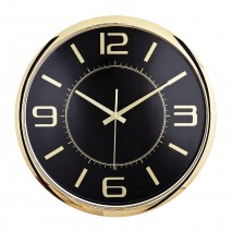 HELLEN404 SİYAH-ALTIN METALİZE ÇERÇEVE DUVAR SAATİ (420 MM)