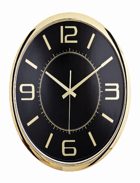 HELLEN404 SİYAH-ALTIN METALİZE ÇERÇEVE DUVAR SAATİ (420 MM)