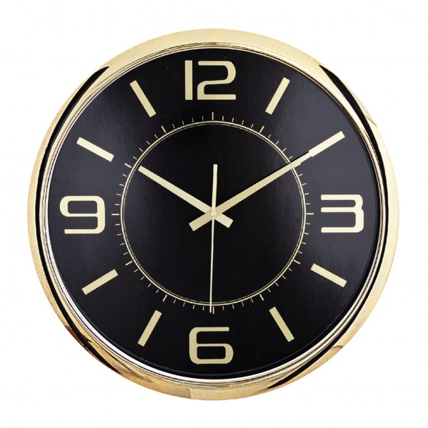 HELLEN404 SİYAH-ALTIN METALİZE ÇERÇEVE DUVAR SAATİ (420 MM)