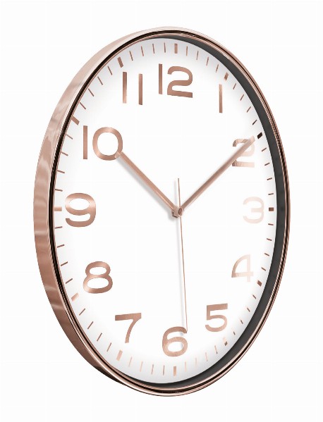 HADES406 BEYAZ-BAKIR METALİZE ÇERÇEVE DUVAR SAATİ(380 MM)