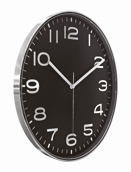 HADES406 SİYAH-GÜMÜŞ METALİZE ÇERÇEVE DUVAR SAATİ(380 MM)