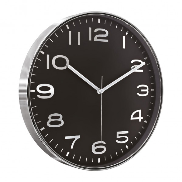 HADES406 SİYAH-GÜMÜŞ METALİZE ÇERÇEVE DUVAR SAATİ(380 MM)