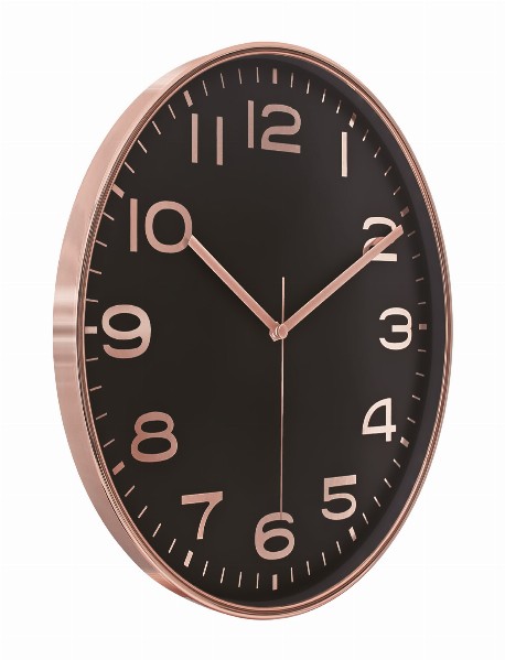 HADES406 SİYAH-BAKIR METALİZE ÇERÇEVE DUVAR SAATİ(380 MM)