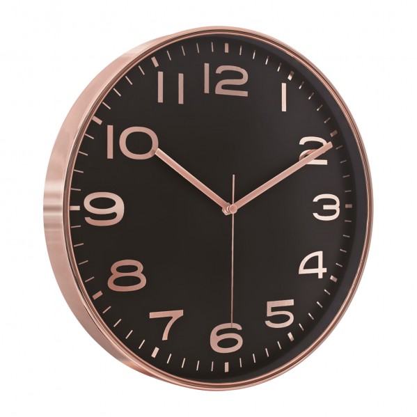 HADES406 SİYAH-BAKIR METALİZE ÇERÇEVE DUVAR SAATİ(380 MM)