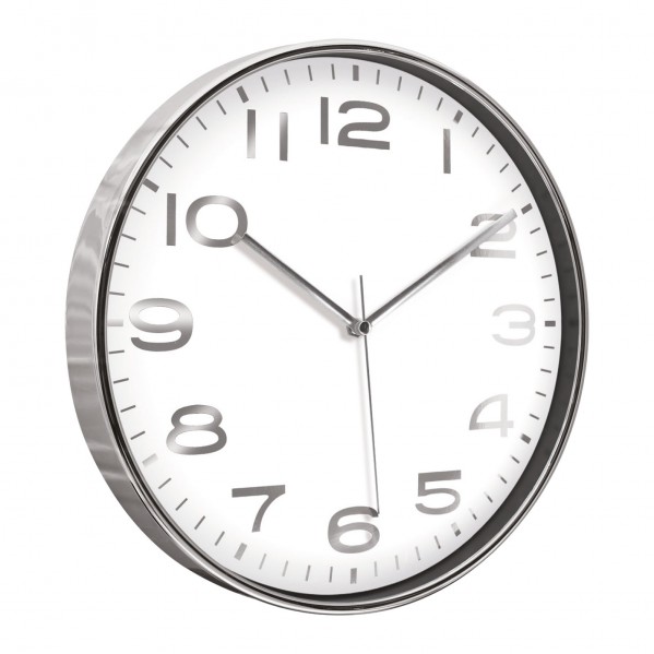 HADES406 BEYAZ-GÜMÜŞ METALİZE ÇERÇEVE DUVAR SAATİ(380 MM)