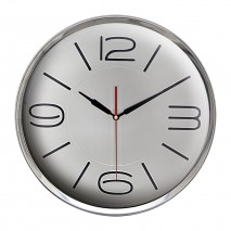 ATHENA305 GÜMÜŞ METAL ÇERÇEVE DUVAR SAATİ (360 MM)