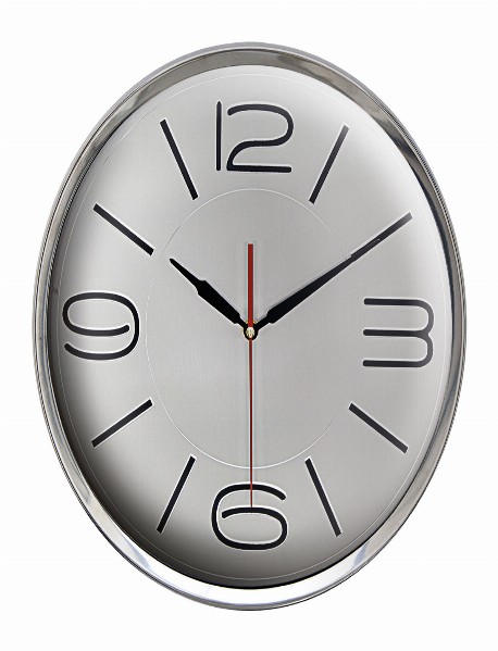 ATHENA305 GÜMÜŞ METAL ÇERÇEVE DUVAR SAATİ (360 MM)