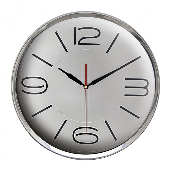 ATHENA305 GÜMÜŞ METAL ÇERÇEVE DUVAR SAATİ (360 MM)