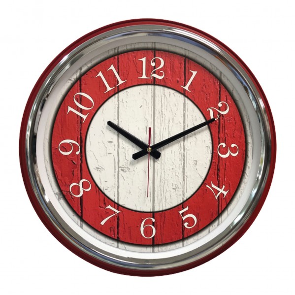 KİBELE201 KIRMIZI METAL KASA DUVAR SAATİ (505 MM)