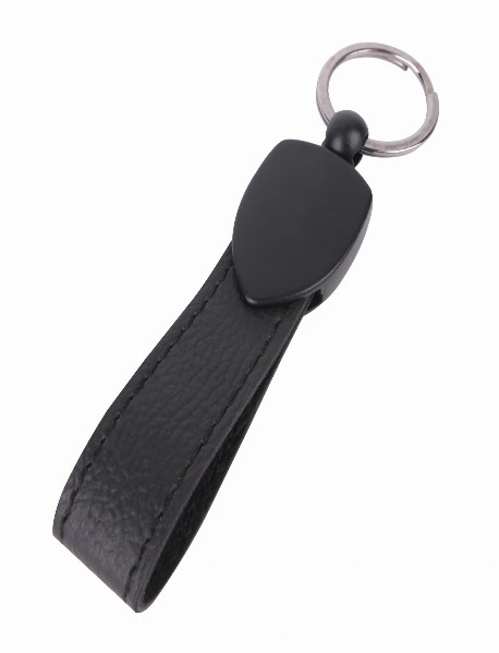 DÜZPELİT SİYAH METAL - DERİ ANAHTARLIK