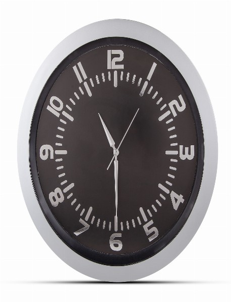 POSEIDON GÜMÜŞ PLASTİK KASA DUVAR SAATİ 350MM