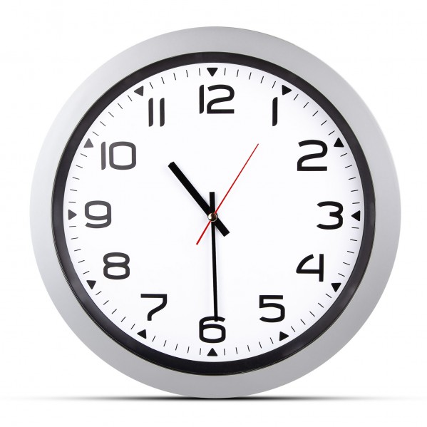 HERA GÜMÜŞ PLASTİK KASA DUVAR SAATİ (350MM)