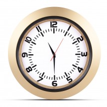 UMAY ALTIN-BEYAZ PLASTİK KASA DUVAR SAATİ (350 MM)