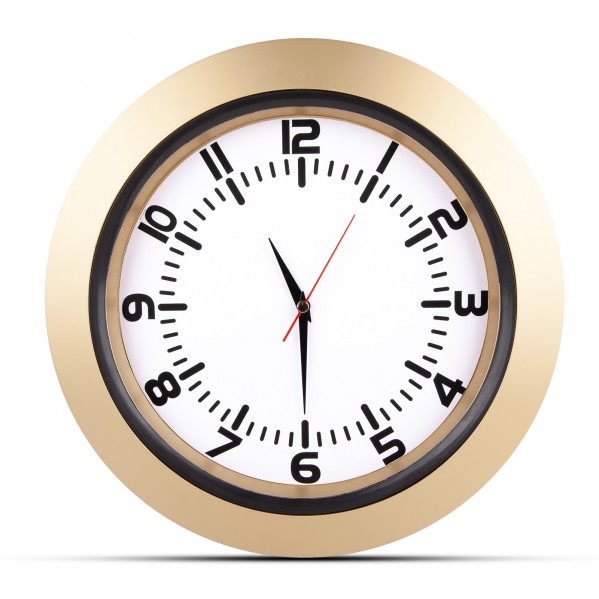 UMAY ALTIN-BEYAZ PLASTİK KASA DUVAR SAATİ (350 MM)