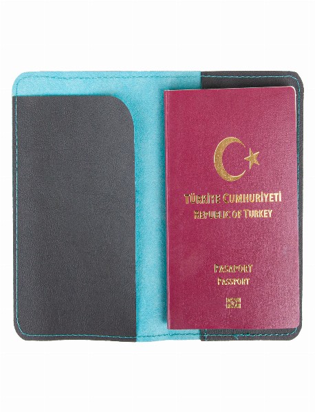 PASAPORTLUK TURKUAZ DERİ
